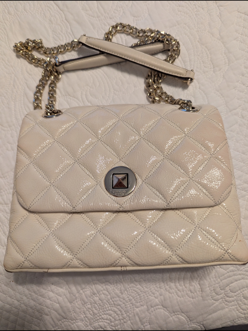 Kate Spade Quilted Ivory Chain Shoulder Bag